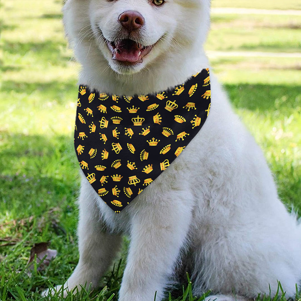 Gold Crown Pattern Print Over The Collar Dog Bandana