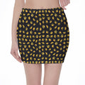 Gold Crown Pattern Print Pencil Mini Skirt