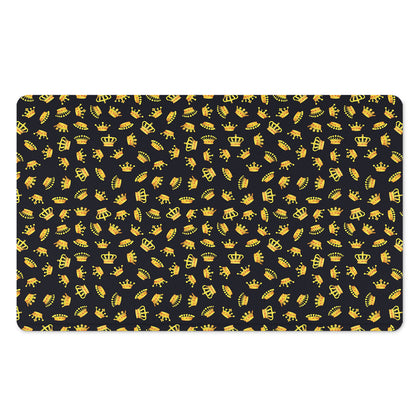 Gold Crown Pattern Print Polyester Doormat
