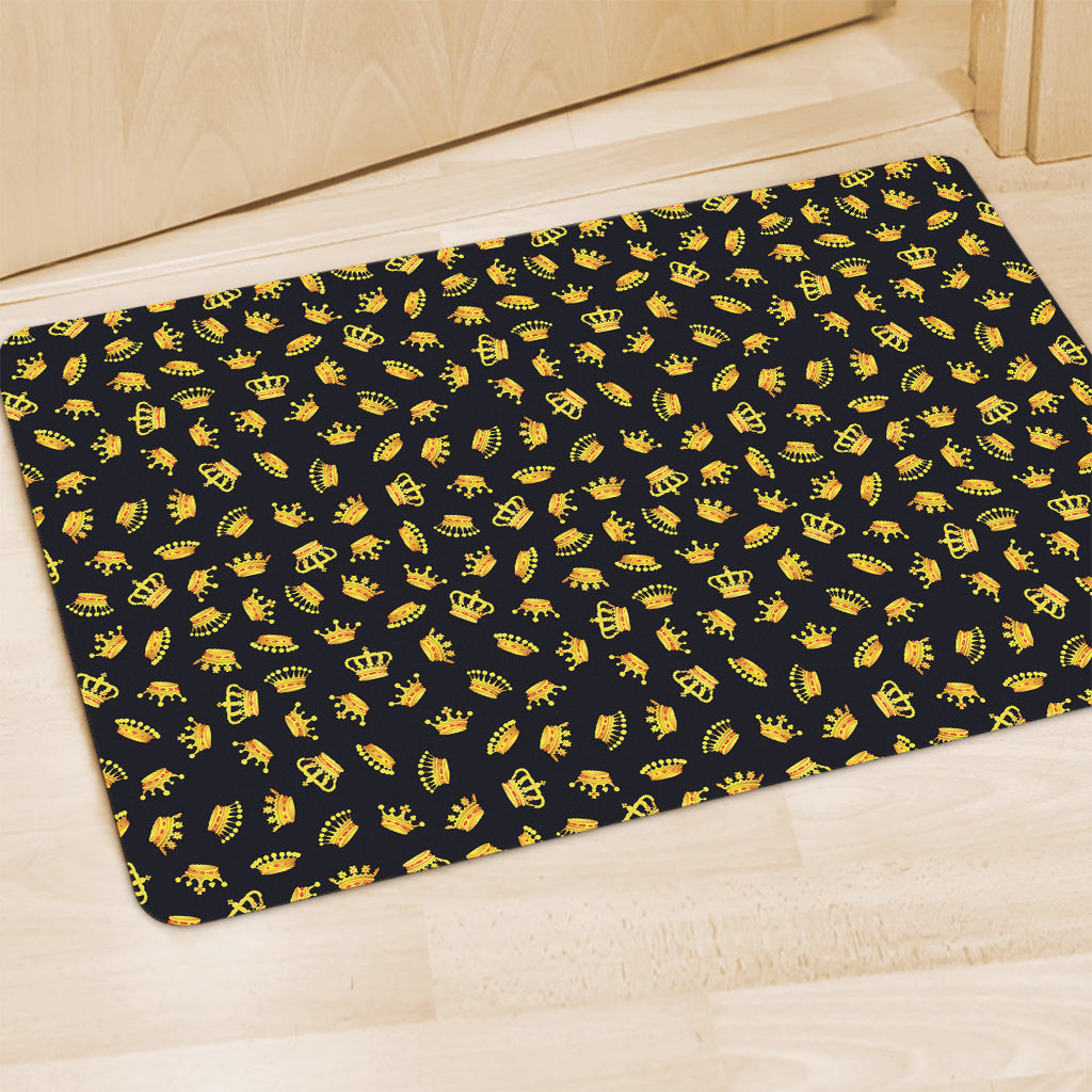 Gold Crown Pattern Print Polyester Doormat