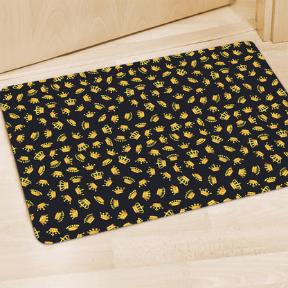 Gold Crown Pattern Print Polyester Doormat