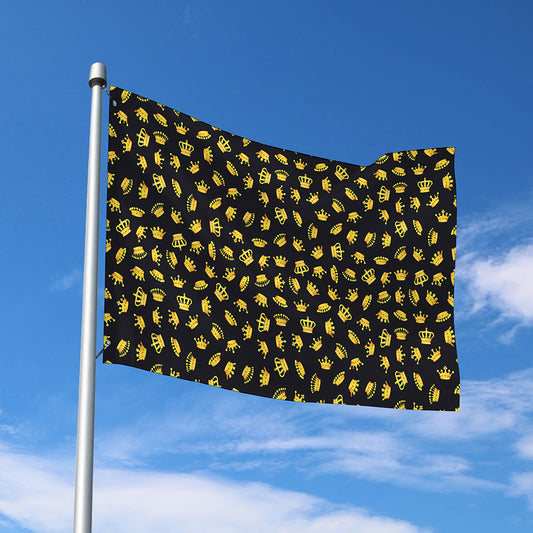 Gold Crown Pattern Print Polyester Flag