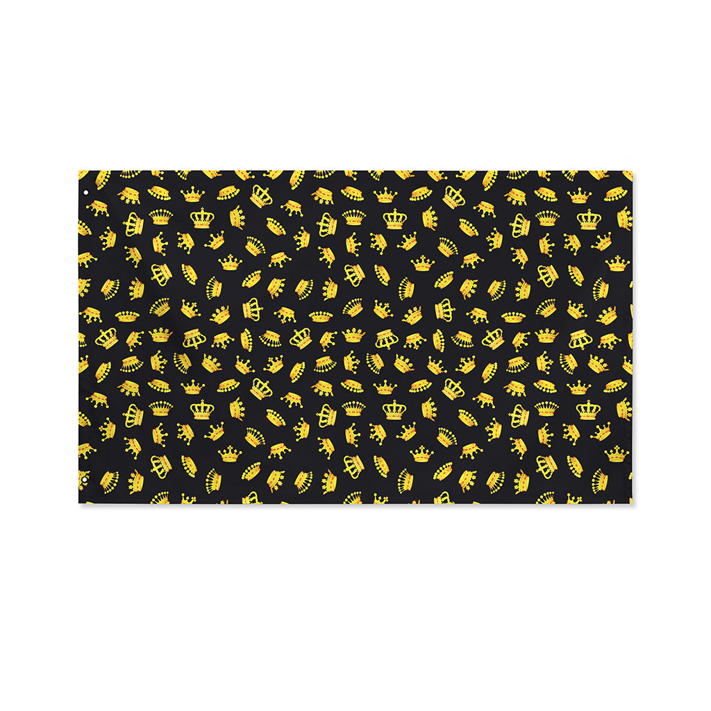 Gold Crown Pattern Print Polyester Flag