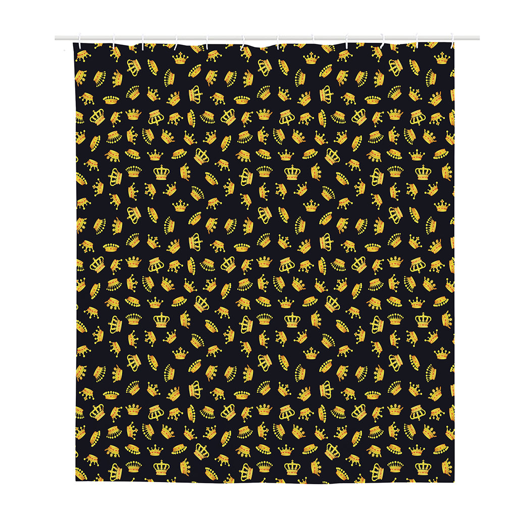 Gold Crown Pattern Print Polyester Shower Curtain