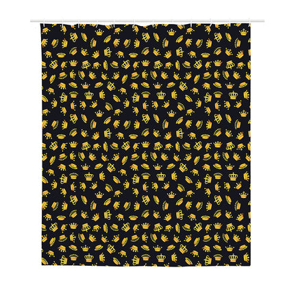 Gold Crown Pattern Print Polyester Shower Curtain