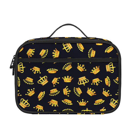 Gold Crown Pattern Print Portable Lunch Bag