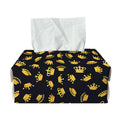 Gold Crown Pattern Print Rectangle Tissue Box Cover