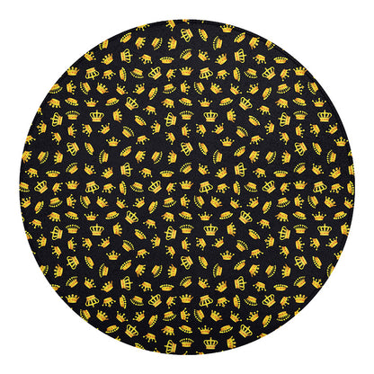 Gold Crown Pattern Print Round Blanket