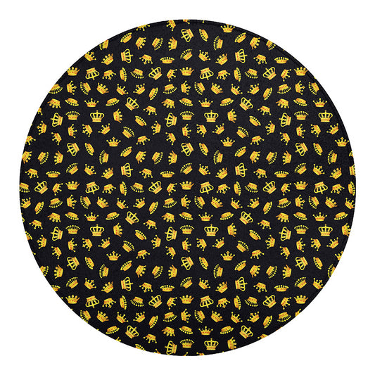 Gold Crown Pattern Print Round Blanket