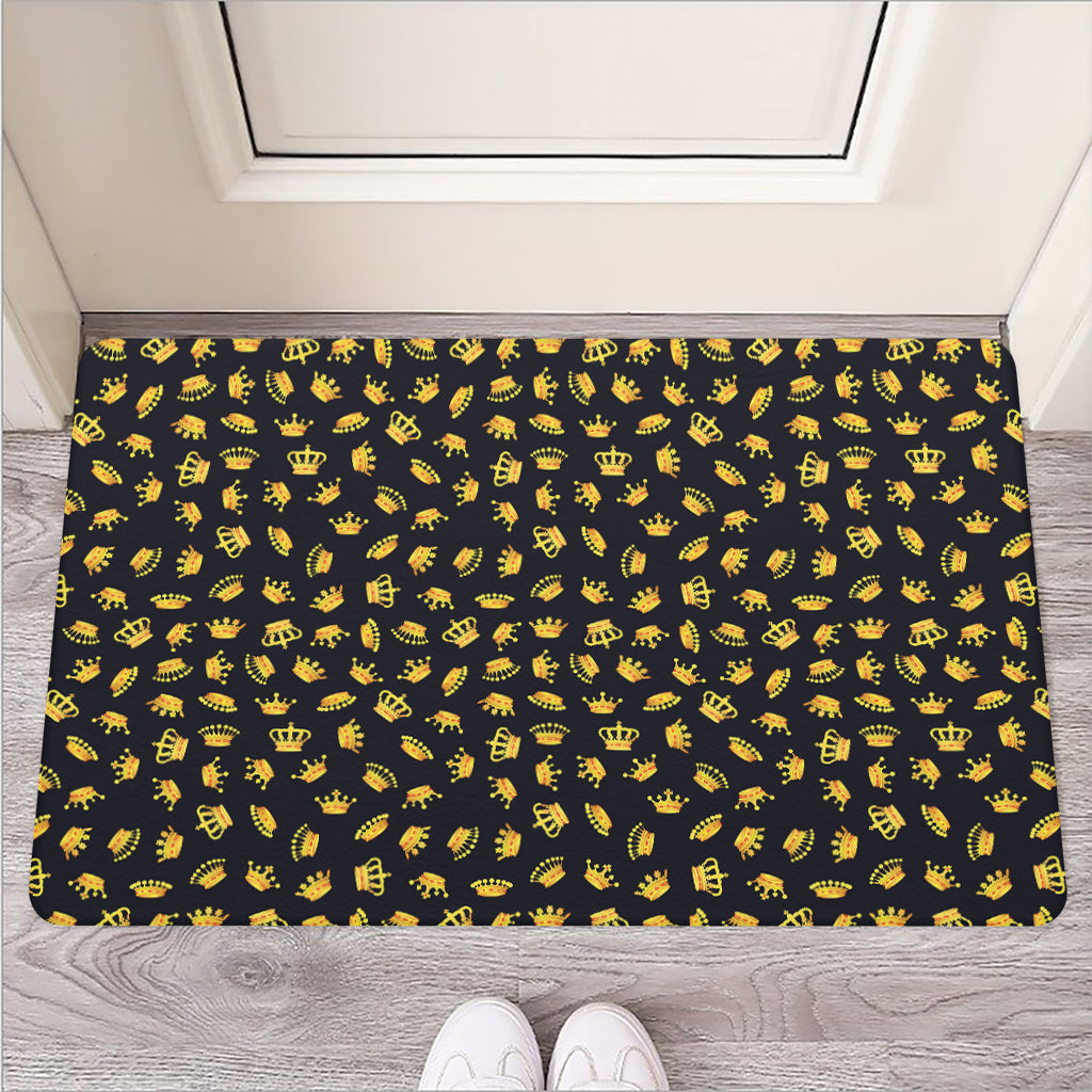 Gold Crown Pattern Print Rubber Doormat