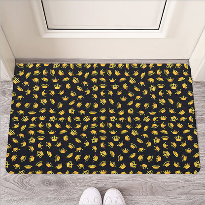 Gold Crown Pattern Print Rubber Doormat