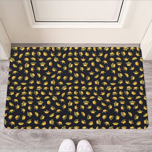 Gold Crown Pattern Print Rubber Doormat