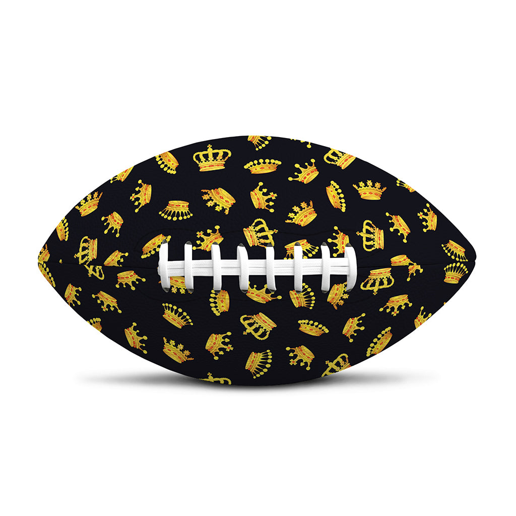 Gold Crown Pattern Print Rugby Ball