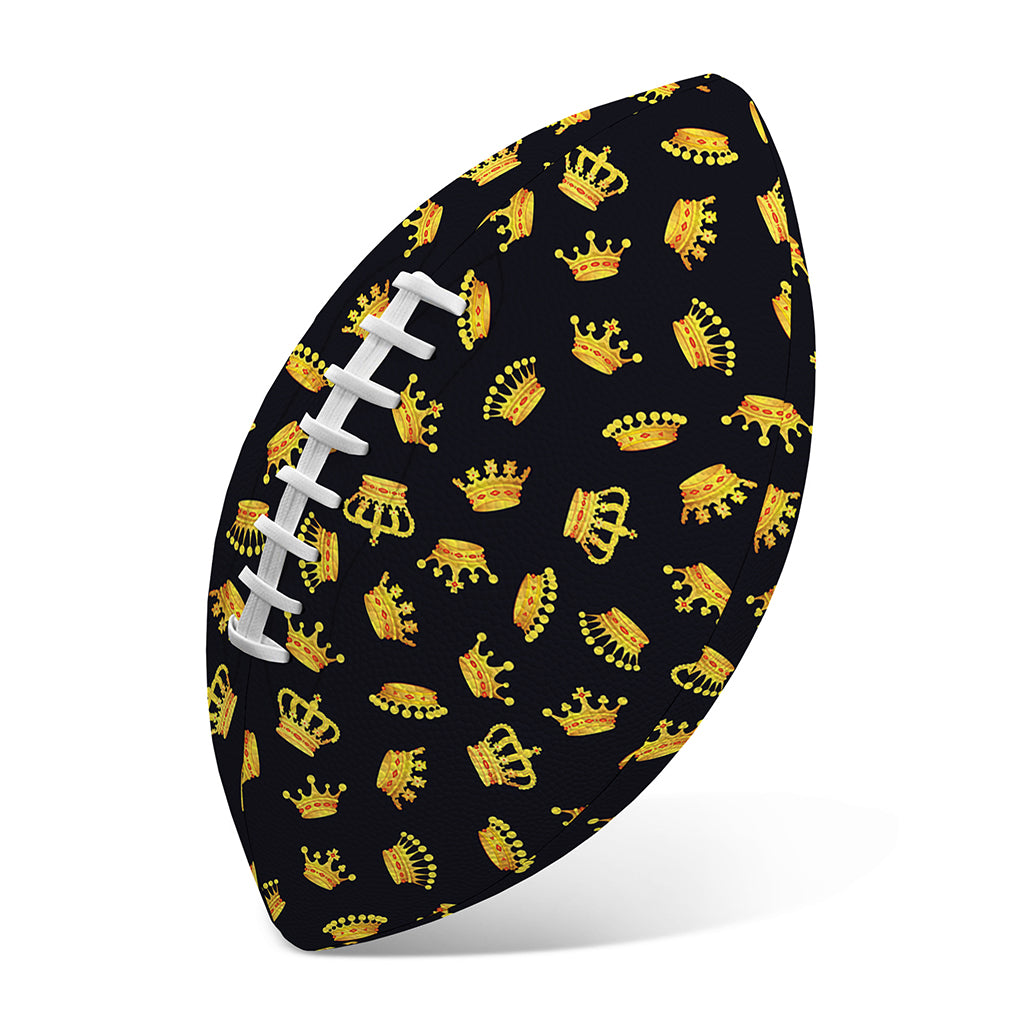 Gold Crown Pattern Print Rugby Ball