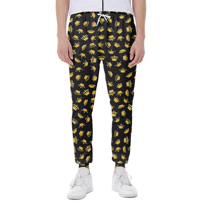 Gold Crown Pattern Print Scuba Joggers