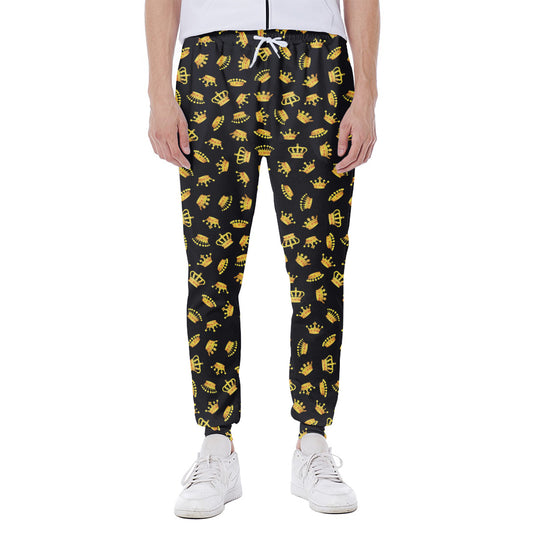 Gold Crown Pattern Print Scuba Joggers