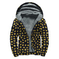 Gold Crown Pattern Print Sherpa Lined Zip Up Hoodie