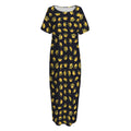 Gold Crown Pattern Print Short Sleeve Long Nightdress