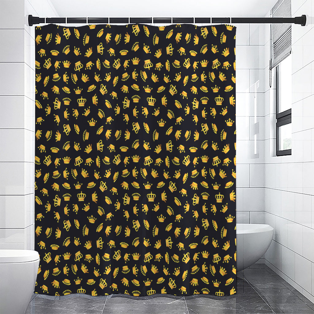 Gold Crown Pattern Print Shower Curtain