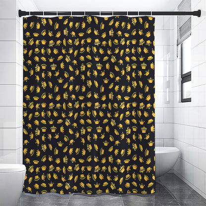 Gold Crown Pattern Print Shower Curtain