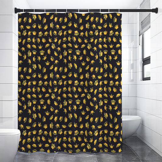 Gold Crown Pattern Print Shower Curtain