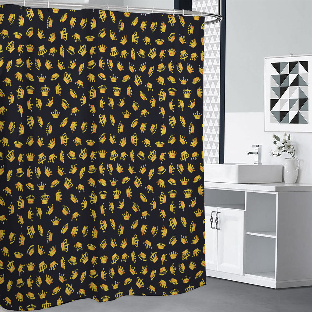 Gold Crown Pattern Print Shower Curtain