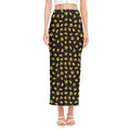Gold Crown Pattern Print Side Slit Maxi Skirt