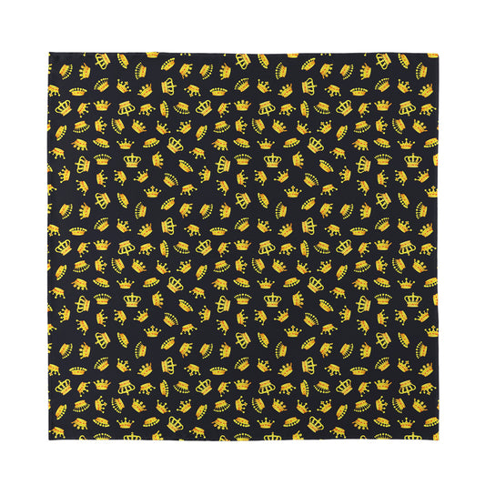 Gold Crown Pattern Print Silk Bandana