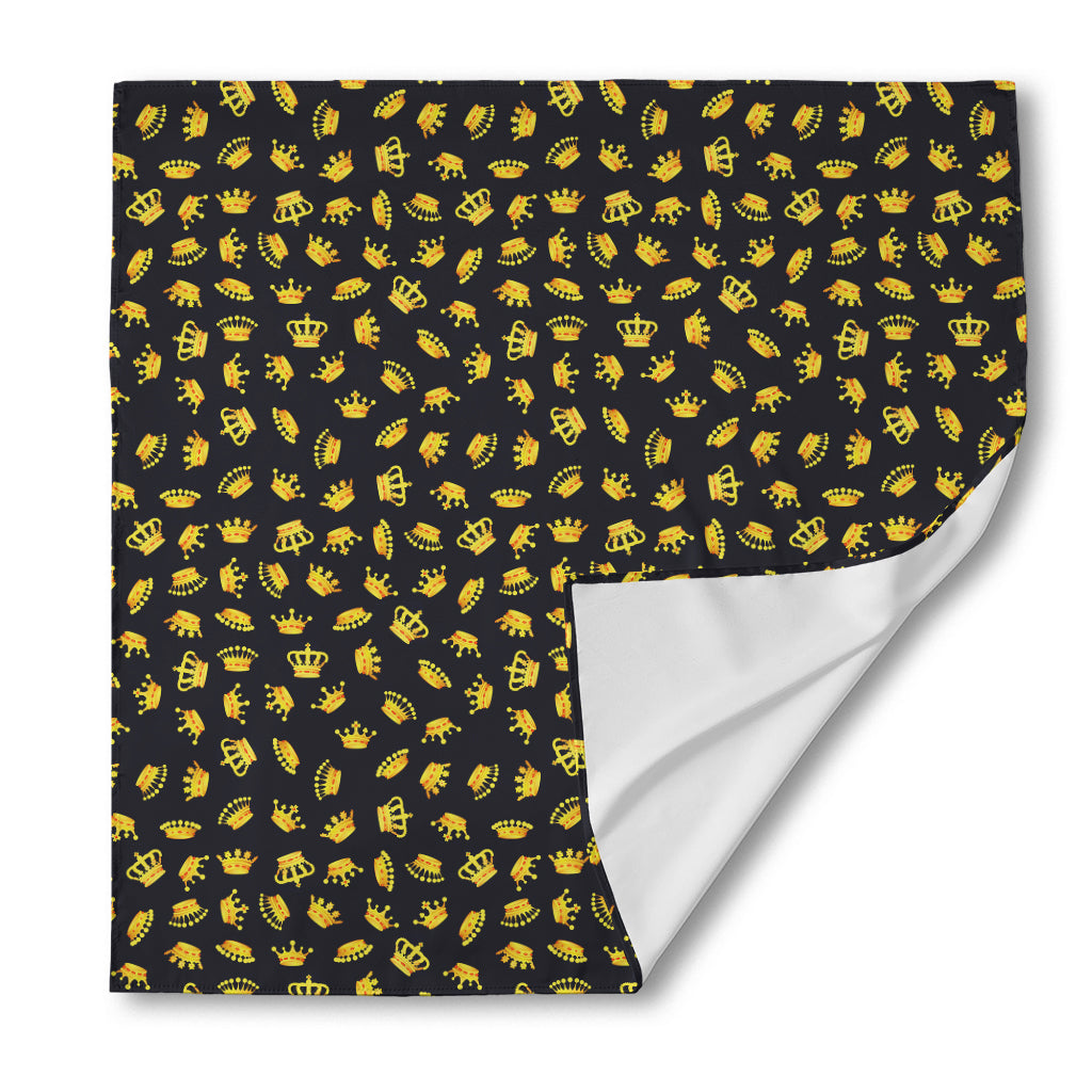 Gold Crown Pattern Print Silk Bandana