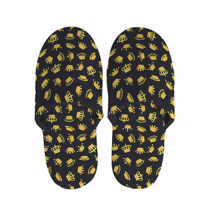 Gold Crown Pattern Print Slippers