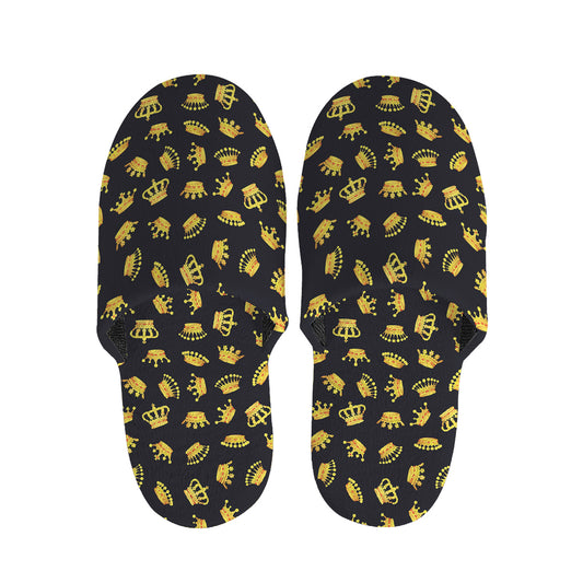 Gold Crown Pattern Print Slippers