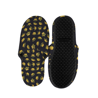 Gold Crown Pattern Print Slippers