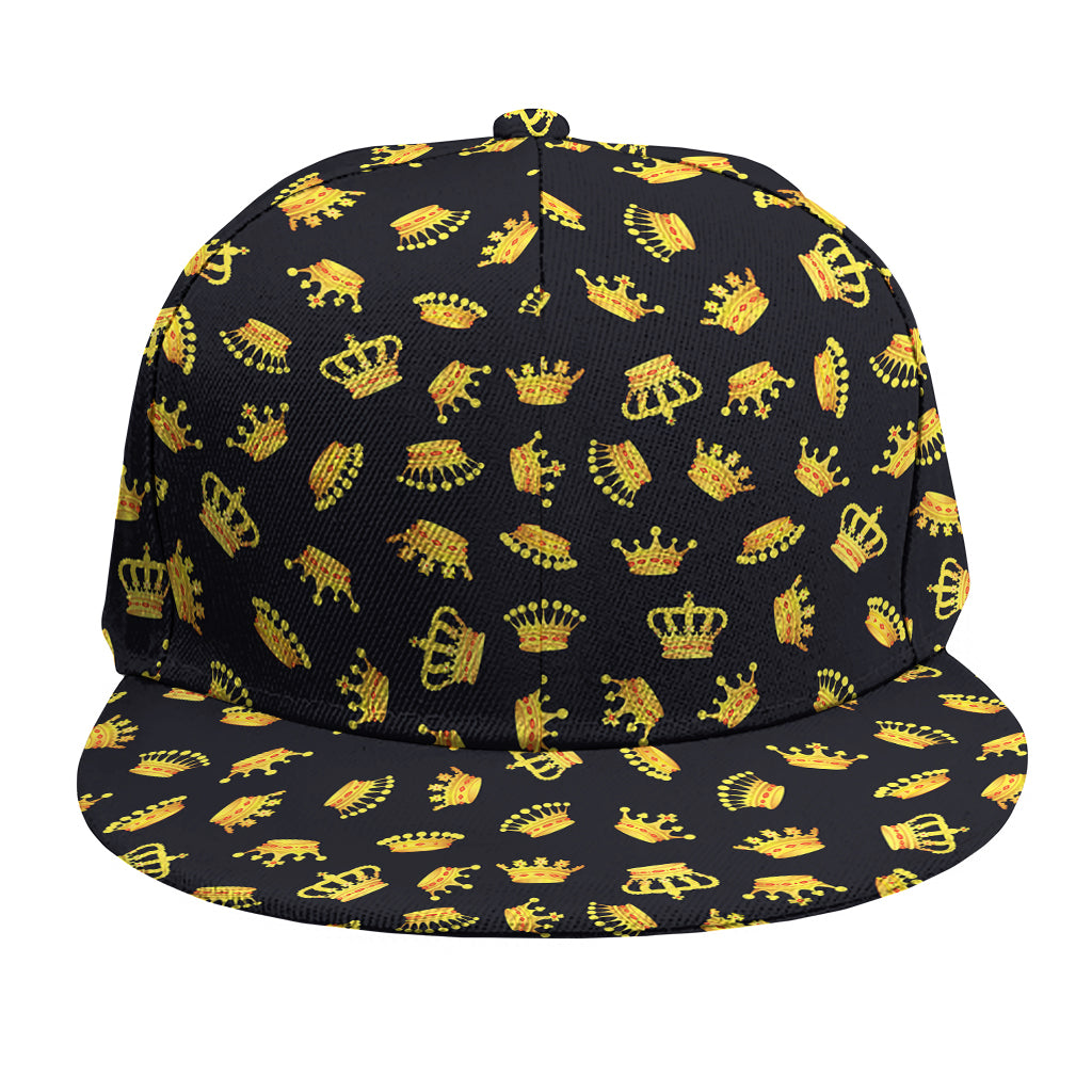 Gold Crown Pattern Print Snapback Cap