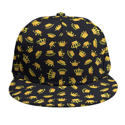 Gold Crown Pattern Print Snapback Cap