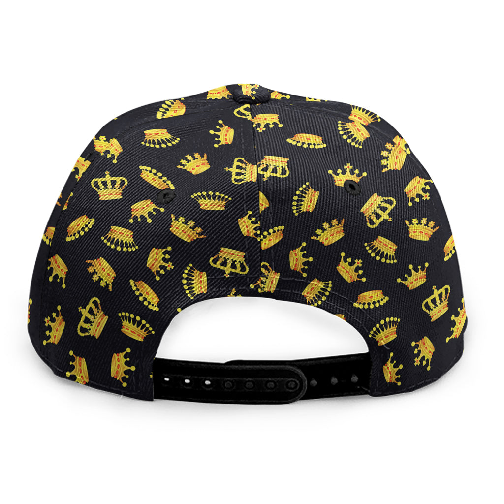 Gold Crown Pattern Print Snapback Cap