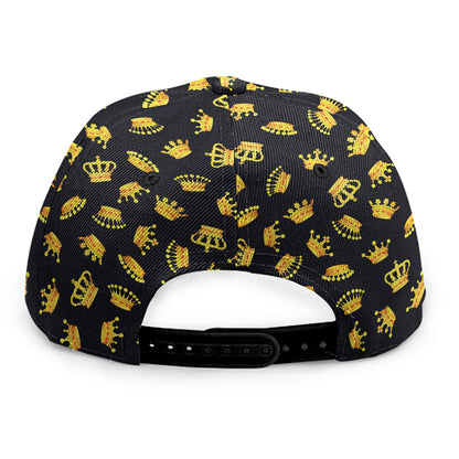 Gold Crown Pattern Print Snapback Cap