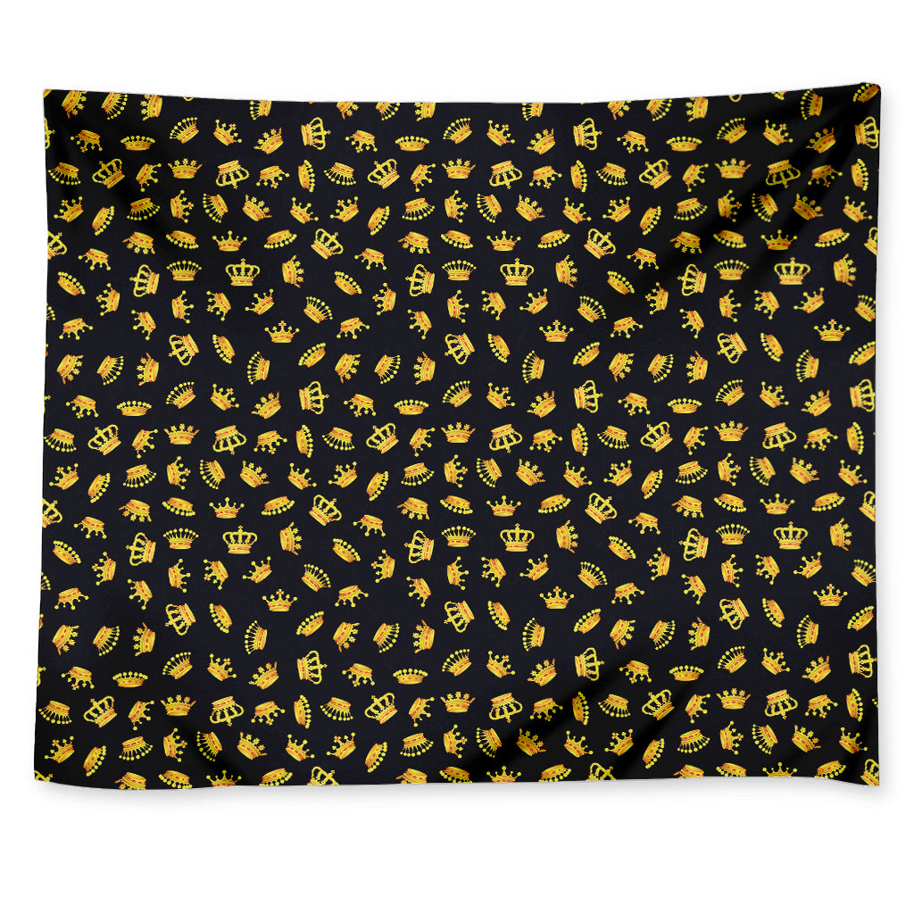 Gold Crown Pattern Print Tapestry