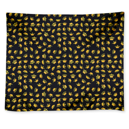 Gold Crown Pattern Print Tapestry