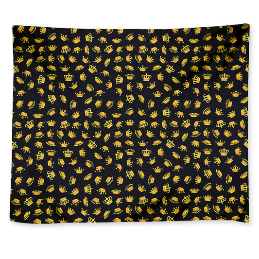 Gold Crown Pattern Print Tapestry