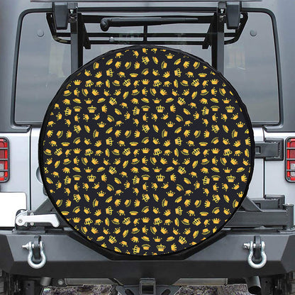 Gold Crown Pattern Print Tire Cover