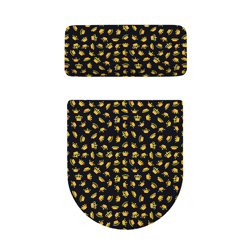Gold Crown Pattern Print Toilet Lid And Tank Cover Set
