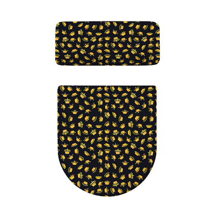 Gold Crown Pattern Print Toilet Lid And Tank Cover Set