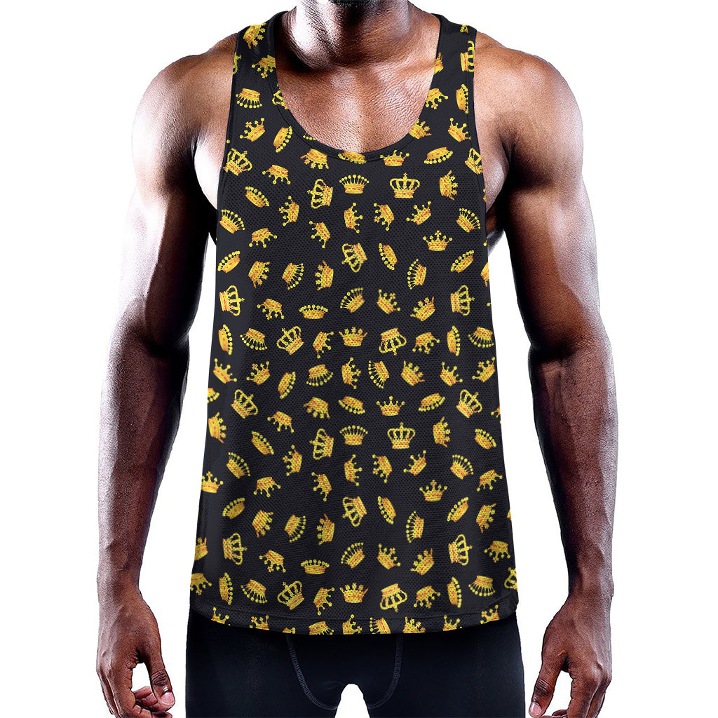 Gold Crown Pattern Print Training Tank Top