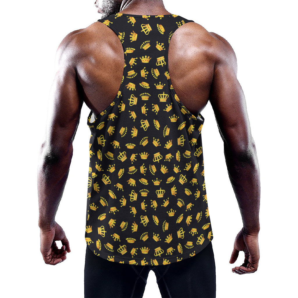 Gold Crown Pattern Print Training Tank Top