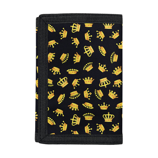 Gold Crown Pattern Print Trifold Wallet