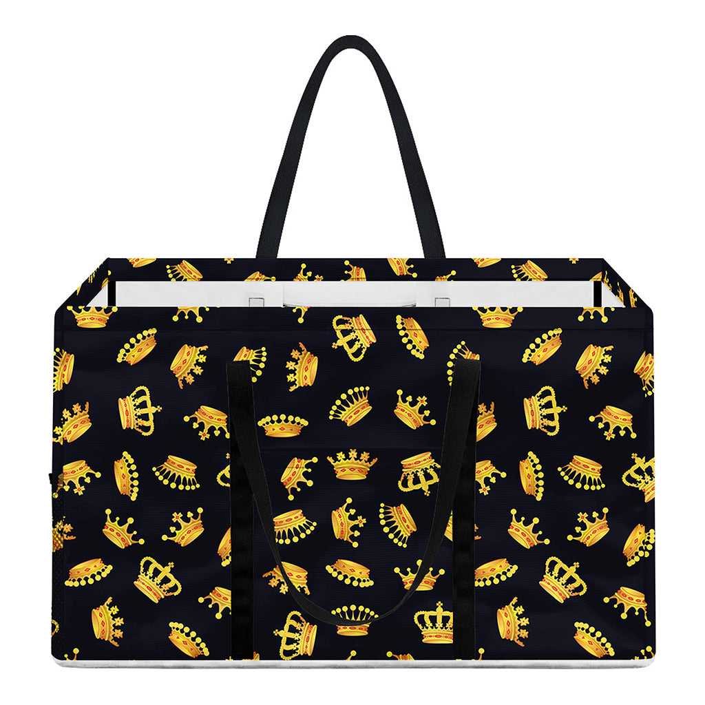 Gold Crown Pattern Print Utility Tote Bag