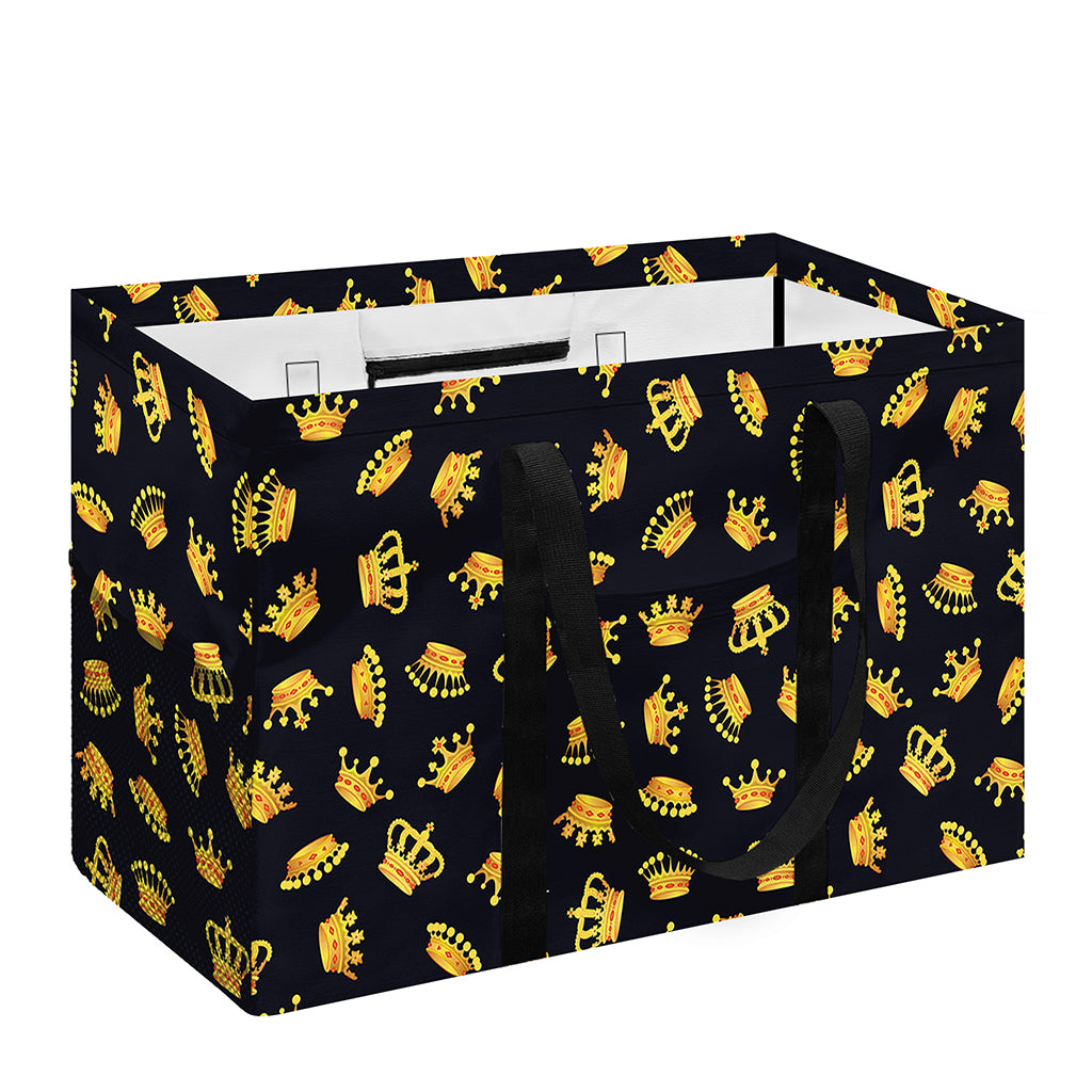 Gold Crown Pattern Print Utility Tote Bag