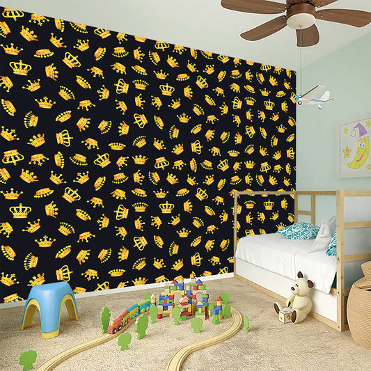Gold Crown Pattern Print Wall Sticker