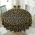 Gold Crown Pattern Print Waterproof Round Tablecloth