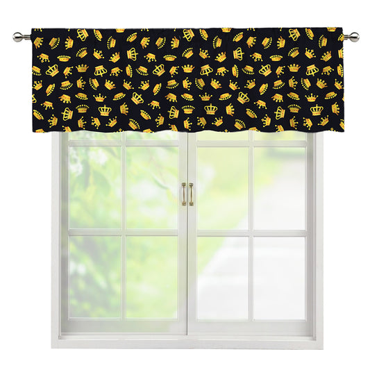 Gold Crown Pattern Print Window Valance
